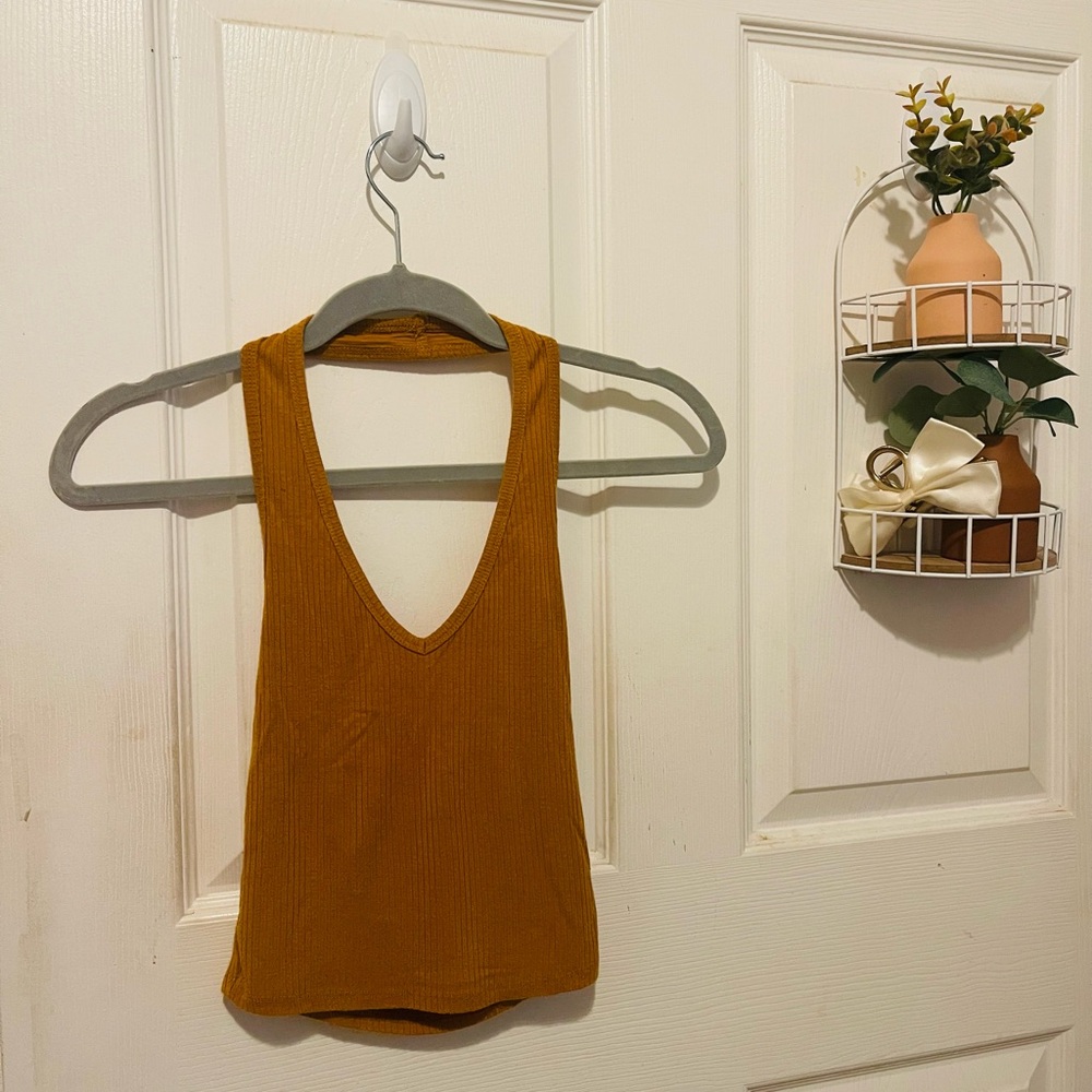Elegant Mustard V-Neck Tank Top